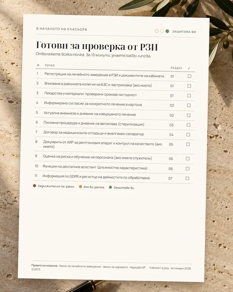 Чеклист „Готови за проверка от РЗИ“